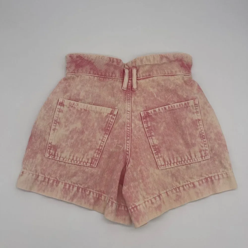 Free People Pink Acid Wash Shorts